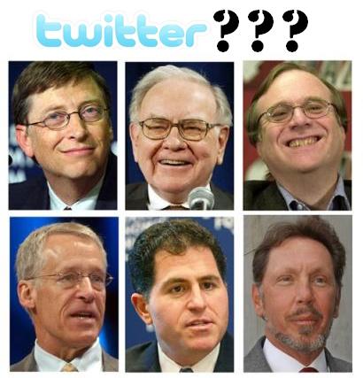 <img style="float: right;" src="http://farm3.static.flickr.com/2661/3748272678_8eb59aabbf_o.jpg" width="410" height="427" alt="billionaires" />According to the latest 2009 Forbes list of the "<a href="http://www.forbes.com/2009/03/11/worlds-richest-people-billionaires-2009-billionaires_land.html" target="_blank"><strong>The World's Billionaires</strong></a>", the world now has 793 billionaires, a far cry away from 1,125 a year ago. They may be rich with deep pockets but most of which aren't following the social networking trend. Many celebrities around the world head to social platforms such as Facebook and Twitter to connect with their fans online. But as for most billionaires especially those tech-savvy executives such as Bill Gates and Lawrence Ellison (Oracle), they say "NO!" when it comes to setting up a profile on Facebook or Twitter. Here's one obvious reason why they choose not to use these websites. Social websites donâ€™t help them make money at all! They feel that it's a waste of time to connect with people around the world on Facebook or Twitter which doesn't help them boost their wealth significantly.

Of course, a large majority of billionaires out there don't concern themselves with trivial things like decorating their houses or what's the latest trend on Wall Street. Instead they focus on the same principals that have made him money most of his adult life and blocks out everything else. However, despite the fact that social networking websites don't benefit them at all, there are still a small number of rich people who still use them. You can check them out in the list which I've compiled below.