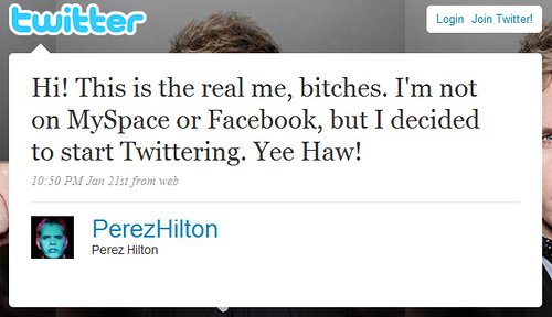 The First Tweet of 30 Celebrities <img src="http://farm3.static.flickr.com/2576/3950411220_939b5cfeea.jpg" alt="" />
Twitter has emerged from a simple SMS service to the world's most popular micro-blogging platform with millions of users. Its exponential growth in early 2009 was all thanks to the presence of celebrities who embrace the website. If you take a good look at Twitterholic's <strong><a href="http://twitterholic.com/" target="_blank">Top 100 Twitter Users</a></strong>, you would notice that celebrities are dominating the rankings, which are based on number of followers. The rise of number of celebrities, be it athletes, politicians, actors, actresses or singers, boosted Twitter's traffic tremendously, especially after Oprah Winfrey posted her first tweet.
Today, I would like to share with you guys this list of '30 Celebrities' First Tweet'. Enjoy!