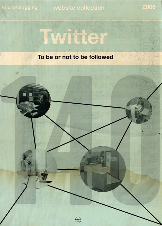 Facebook, Twitter, YouTube As Vintage Books <img style="float:right;" src="http://farm3.static.flickr.com/2569/4180856891_59ec5c3701_o.jpg" width="567" height="794" alt="twitter" />Ever wonder how popular social services such as Facebook, Twitter, YouTube, Tumblr, and Last.FM would look like in a world where the Internet was invented in the 1960s, and was printed in paperback instead of being online? <a href="http://www.buzzfeed.com/awesomer"target="_blank">Tanner Ringerud</a> has compiled a list of five creative posters, each featuring a meaningful quote related to the social website.
<br/><br/><strong>Facebook:</strong> The Medium Is the Message
<br/><strong>Twitter:</strong> To Be Or Not To Be Followed
<br/><strong>YouTube:</strong> Big Brother Is Watching You
<br/><strong>Last.FM:</strong> Play The Music, Not The Instrument
<br/><strong>Tumblr:</strong> A Photograph Is Always Invisible, It Is Not It What We See