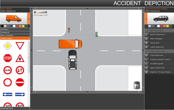Create Sketches of Your Traffic Accidents Online with AccidentSketch The pen-and-paper era will soon be over. Instead of the traditional way of using a pen and paper to draw a picture and illustrate traffic accidents, you can now create sketches online of what had actually happened with a simple and easy-to-use web-based tool called <a href="http://accidentsketch.com/"target="_blank">AccidentSketch</a>. With AccidentSketch, you can draw a perfect sketch of the accident online just with a few mouse clicks and add your sketch to your personal digital accident report. This site is definitely useful for cases explaining the accident to your insurance company, lawyer, police, court… etc.
<img src="http://www.techxav.com/wp-content/uploads/2009/10/accident.png"/>