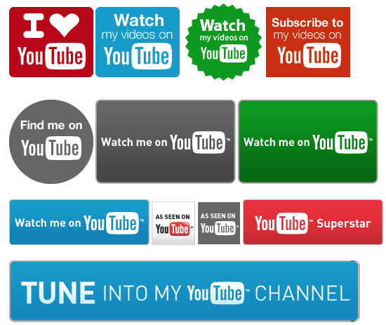 Official YouTube Buttons For Your Website <img style="float:right:" src="http://www.techxav.com/wp-content/uploads//2010/03/200x65_watchmeon_red.png"/>Looking for some buttons or badges to promote your YouTube channel on your website? Well, you can select from a vast array of well-designed buttons in various sizes, and download them from <a href="http://www.youtube.com/t/creators_downloads">YouTube's Downloads section</a>. You can then place them on your blog's sidebar, e-mail newsletter or wherever you would like it to show up.