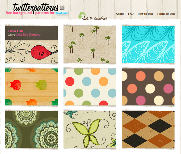 Focusing on simplicity, Twitter Patterns provides free background patters 